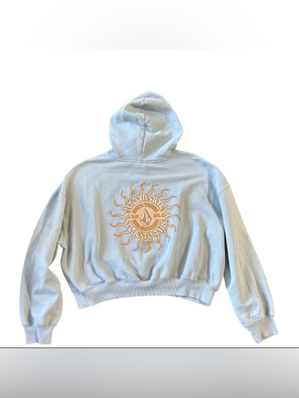 Volcom Beach Bum Crop Sweatshirt Hoodie Womens Medium Oversized Graphic Print